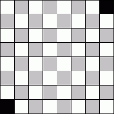 Het schaakbord waarin twee hoekvakken ontbreken